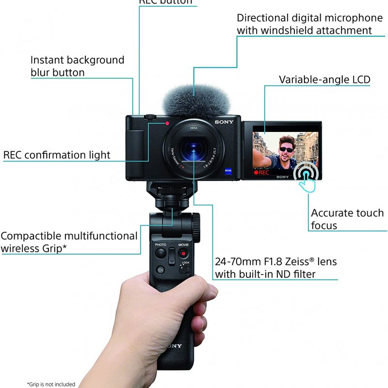 Sony Vlog camera ZV-1 | Digital Camera (Vari-angle Screen for Vlogging, 4K Video) ZV1BDI