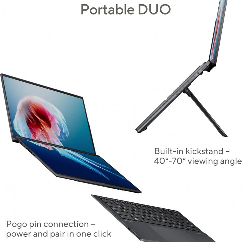 ASUS Zenbook Duo Dual UX8406M, Intel Core Ultra 9-185H, Ram 32gb, SSD 1TB PCIEG4, LCD 14.0 OLED WQ+BEND GL TP, Windows 11 Home,