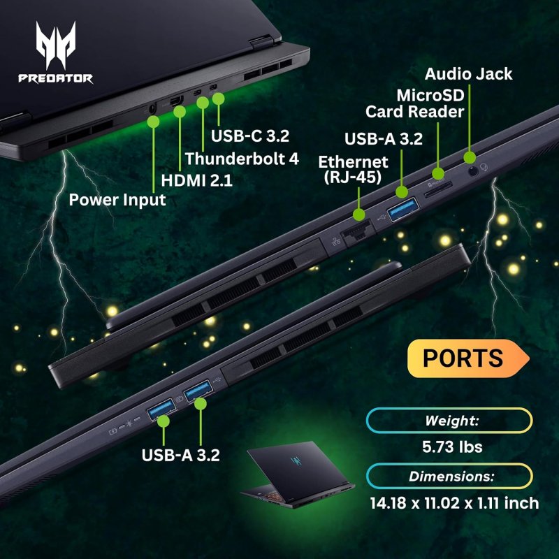 Acer Predator Helios Neo 16S AI Gaming Laptop, Intel Core Ultra 9-275HX, Nvdia Geforce RTX 5060, SSD 1TB, Ram 16gb, 16 240Hz 2.5K OLED, Windows 11